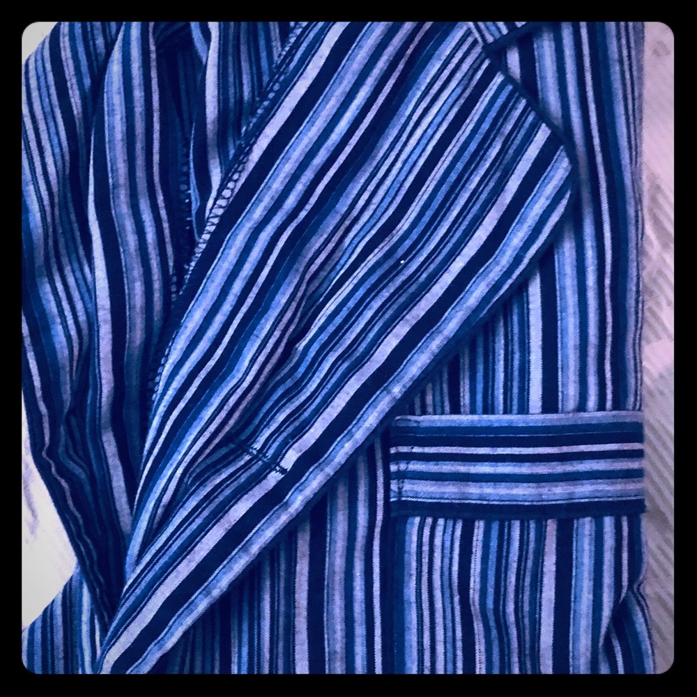 COPY - HANES MEN BLUE STRIPED PIPED PAJAMA SHIRT …